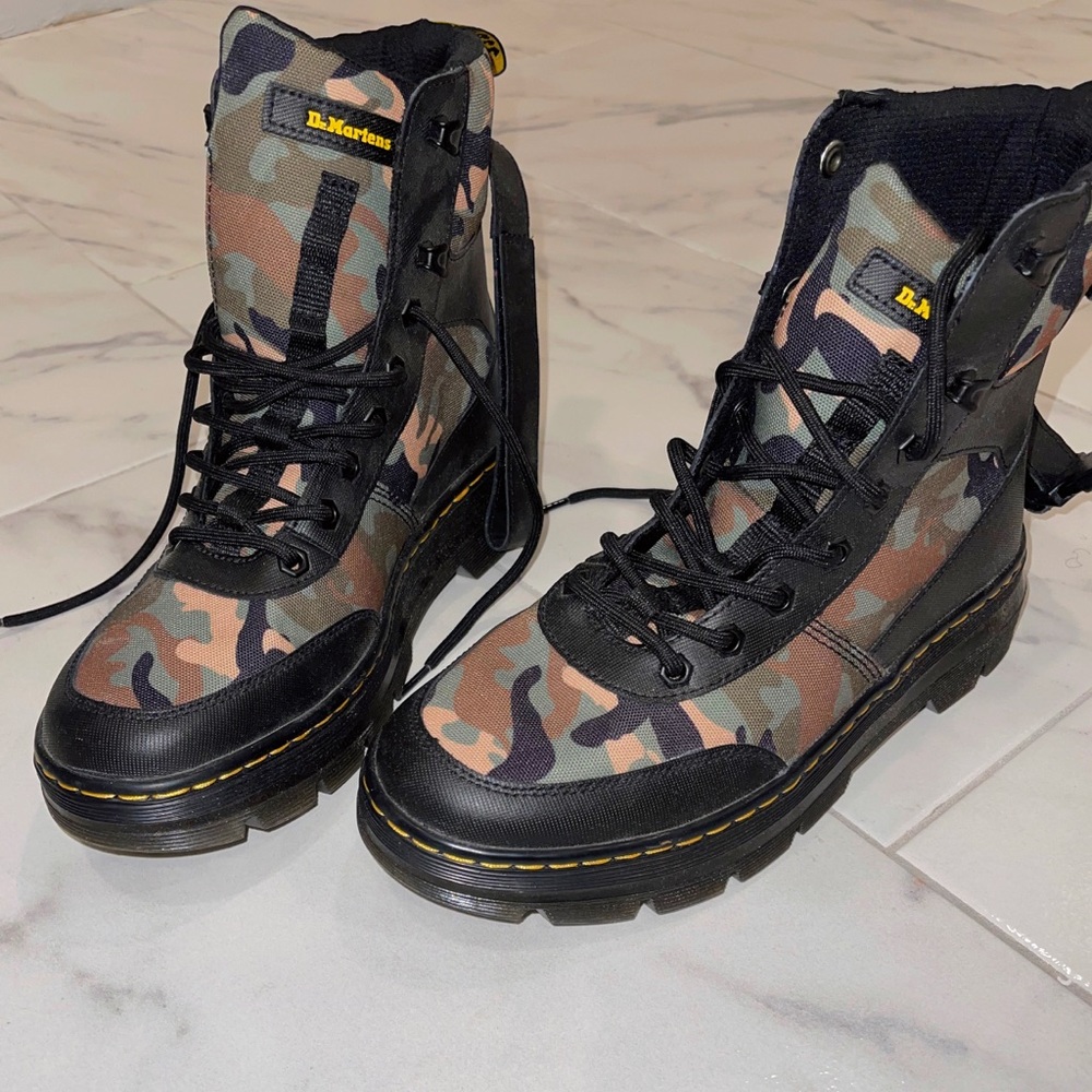 Dr. Martens army fatigue boots. Worn one time, no marks or scratches.